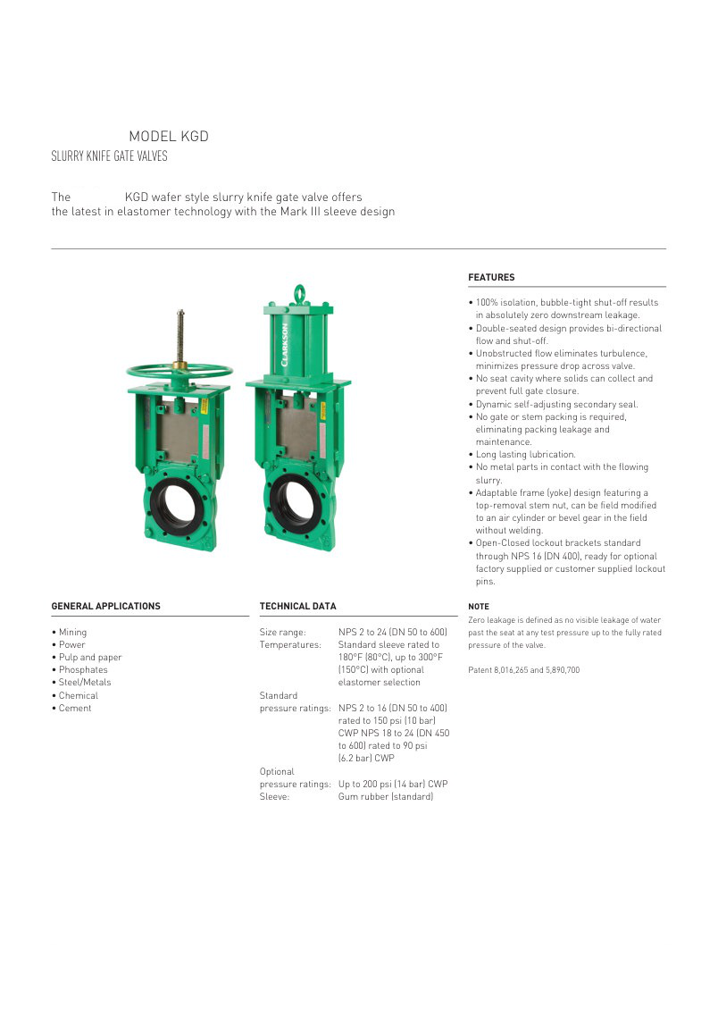 SLURRY KNIFE GATE VALVES